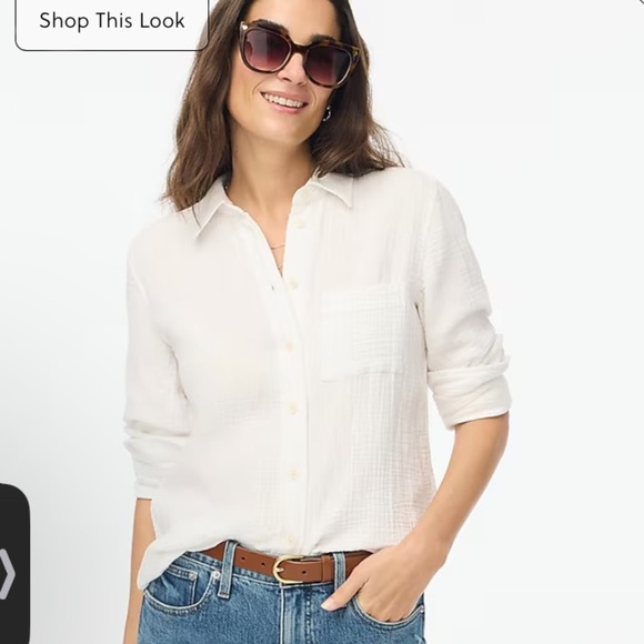 J. Crew Tops - J crew white gauze button up shirt size S‎ summer travel lightweight beach